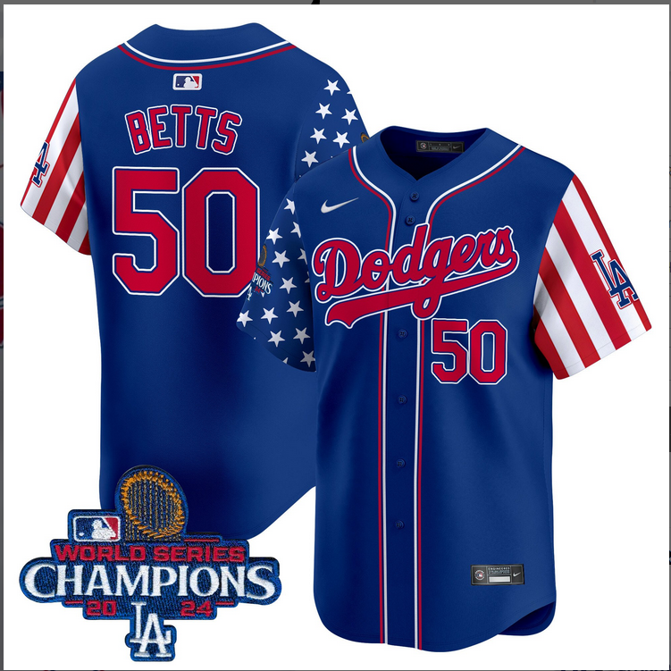 Men MLB Los Angeles Dodgers #50 Betts American Style blue 2024 World Series Champions  Limited Jersey->los angeles dodgers->MLB Jersey